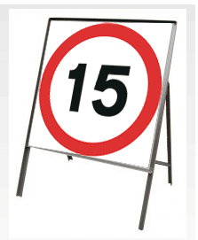 15mph Square Plate Circular Sign Stanchion