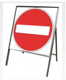 No Entry Square Plate Circular Sign Stanchion