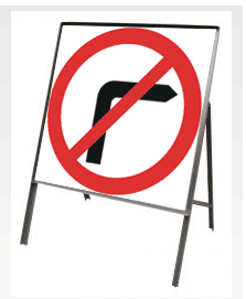 No Right Turn Square Plate Circular Sign Stanchion