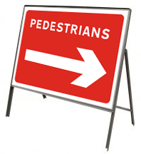 Pedestrians Arrow Right Stanchion Sign