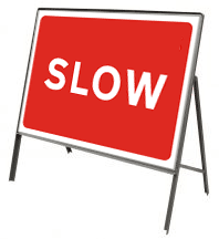 Slow Stanchion Sign Red