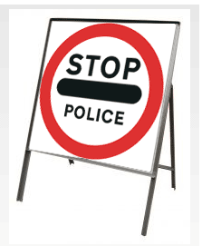 Stop Police Square Plate Circular Sign Stanchion