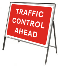 Traffic Control Ahead Stanchion Sign